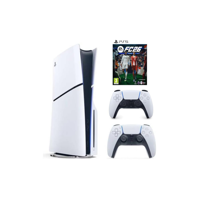 Sony PlayStation 5 Slim Disc with Extra Dualsense White Controller and FC26 - International Version