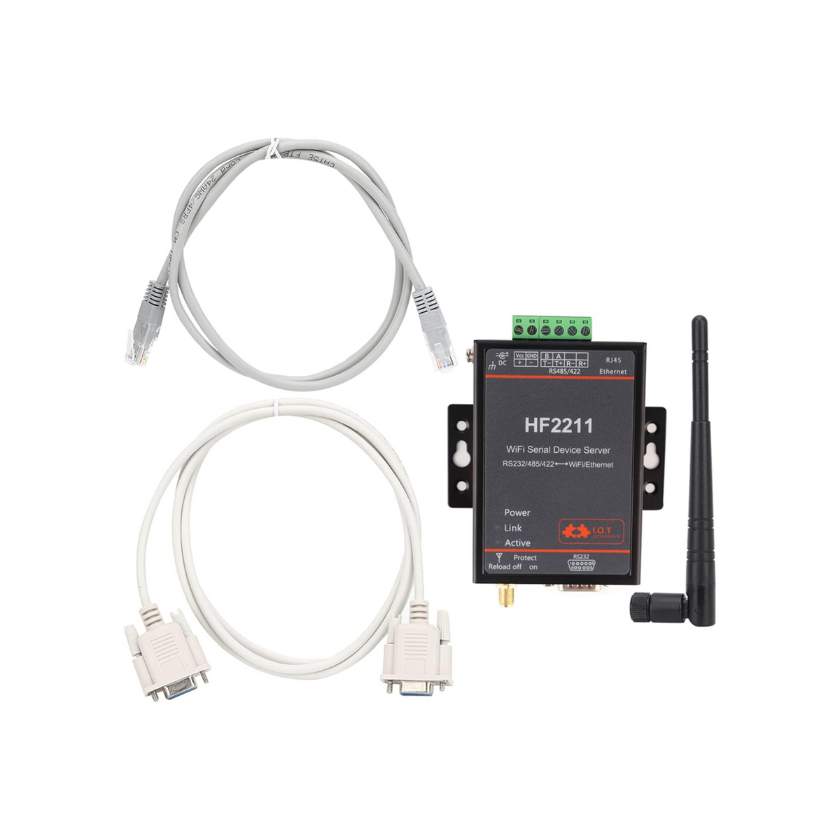 Trisar HF-2211 Serial Port Server with RS232/485/422 to WiFi Ethernet Data Transmission, TCP IP Telnet Modbus TCP Protocol, Webpage Mode, TLS AES DES3 Security Encryption Configuration