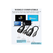 Excefore USB Extender Over RJ45 Cat 6/5/5e Adapter, RJ45 Ethernet Splitter to USB Extension UP to 50m/164ft, Compatible with Computers, Mobile Phones, Mice, Keyboards, U Disks, Printers, Cameras