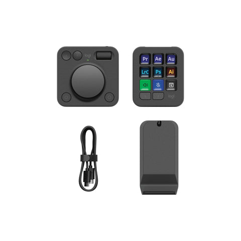 Logitech MX Creative Console, programmable keypad with 9 keys LCD with programmable subtitles and control knob for graphic design, video editing, photography - Graphite