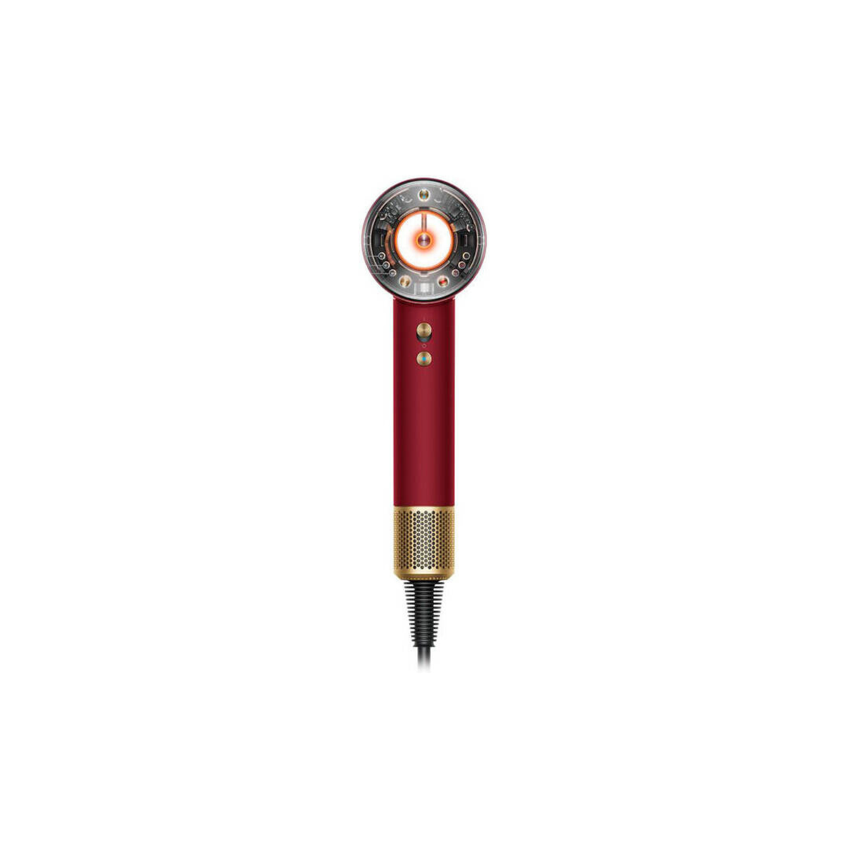 Dyson Supersonic Nural Hair Dryer, Scalp Protect Button, Instant Control, 3 Precise Airflow Settings, 4 Precise Heat Settings, Pause Detect Technology, Red Velvet/Gold | HD16