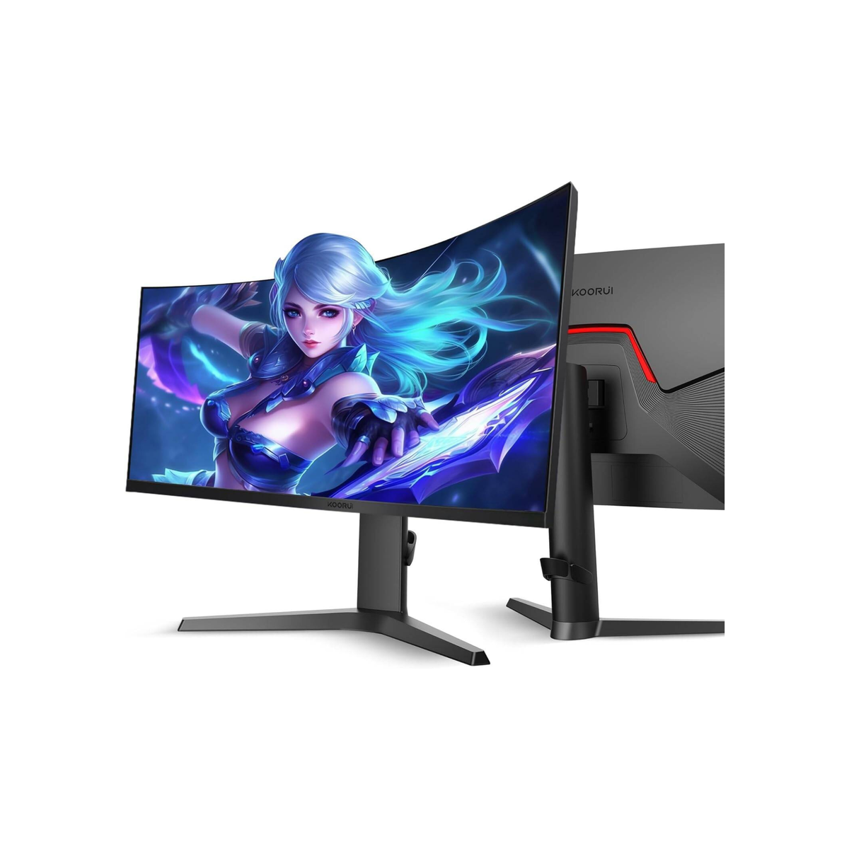 Koorui 34E6UC 34" VA WQHD Curved VA Gaming Monitor, 165Hz Refresh Rate, 21 9 Aspect Ratio, 1ms Refresh Rate, FreeSync/G-Sync Technology, VESA Compatible, Black | 34E6UC