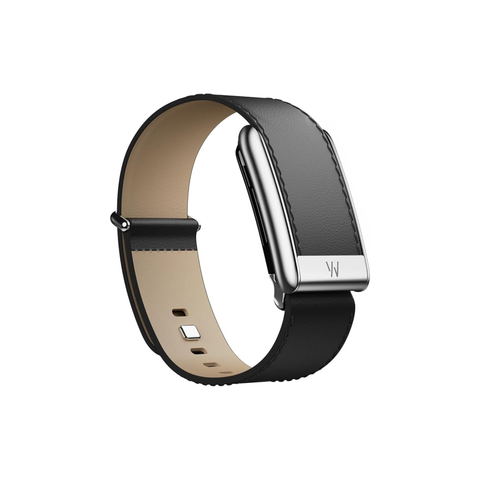 WHOOP 5 LeatherLuxe –Compatible with One, Peak, and Life– Genuine Leather, Adjustable, Premium Metals Accessory for Wearable 24/7 Activity Tracker, Straight Black/Cream with Titanium (STRAP)- Size S