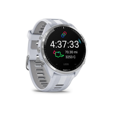 GARMIN FORERUNNER 965, TITANIUM BEZEL WITH WHITESTONE CASE AND WHITESTONE/POWDER GRAY SILICONE BAND