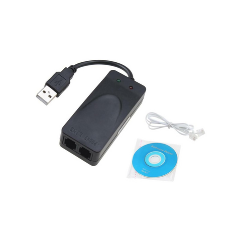 TECKEEN Fax Data Model Adapter, Dual Ports USB 56K Voice Fax Data External Modem for Windows Win7/Win8/Win 10