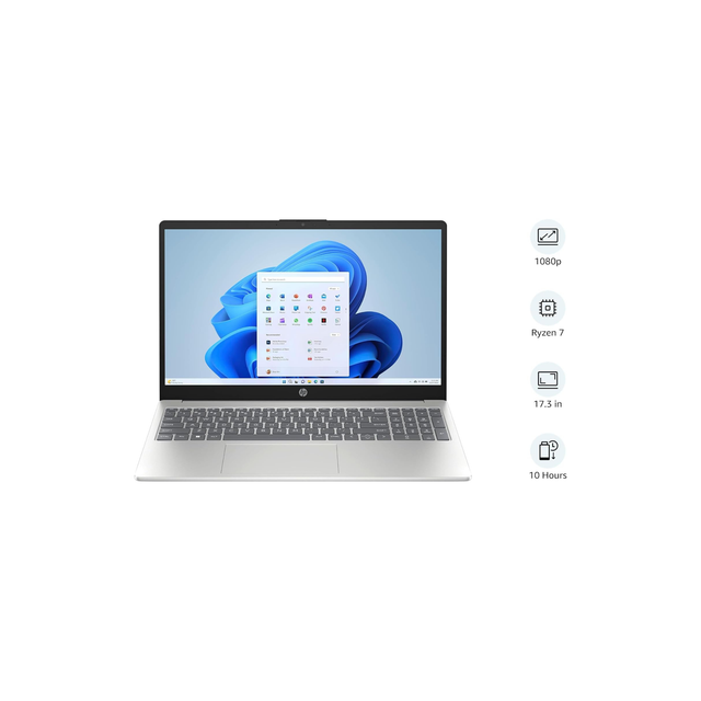 HP Laptop 15-fc0011ne, 15.6" FHD, AMD Ryzen 7 7730U, 16GB RAM, 512GB SSD, AMD Radeon Graphics, Windows 11 Home, En/Ar KB, Natural Silver - [7Q792EA] (UAE Version)