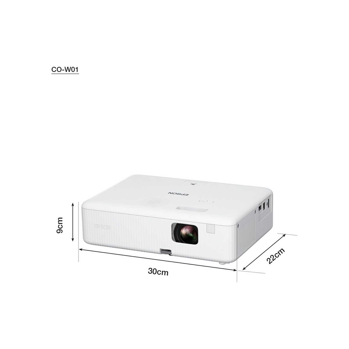 Epson CO-W01 WXGA Projector, 3LCD technology, 3,000 lumen brightness, 378inches screen size, White, Compact