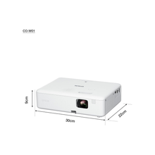 Epson CO-W01 WXGA Projector, 3LCD technology, 3,000 lumen brightness, 378inches screen size, White, Compact