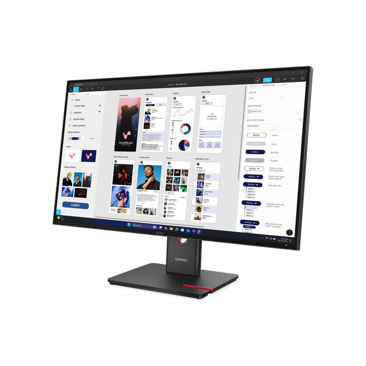 Lenovo ThinkVision T32UD-40 Monitor, 32" IPS Display, 4K UHD Resolution, 60Hz Refresh Rate, 4ms (GtG Extreme) Response Time, 1.07 Billion Color Support, Black | 64B0GAT1UK
