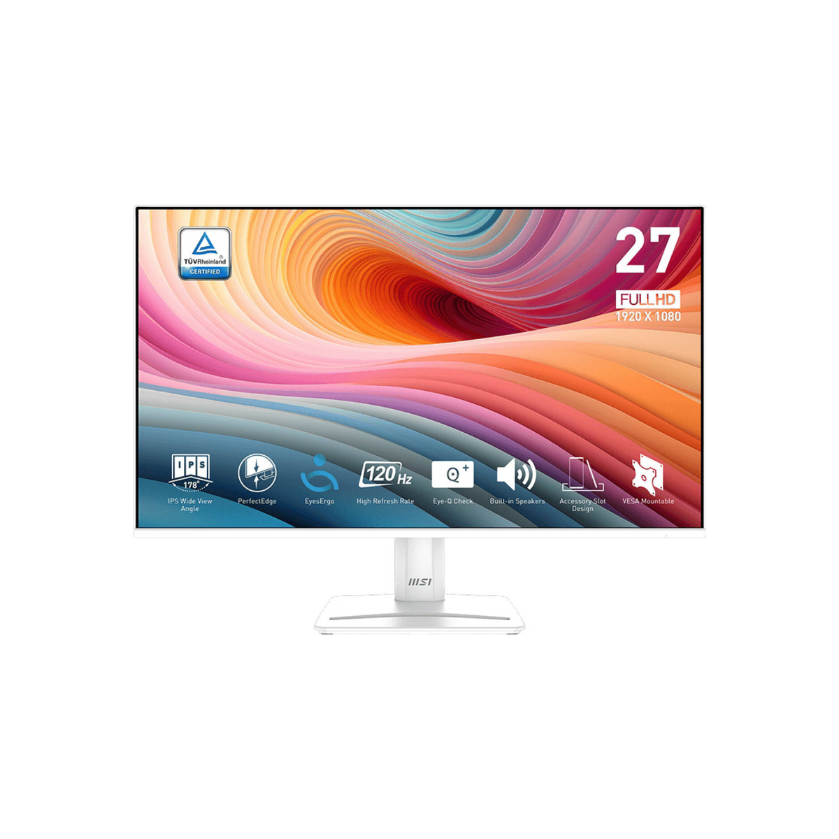 MSI PRO MP275W E2 Business Productivity Monitors, 27" IPS Display, FHD Resolution, 120Hz Refresh Rate, 1ms (MPRT) Response Time, 16.7m Color Support, White | 9S6-3PD3CM-050