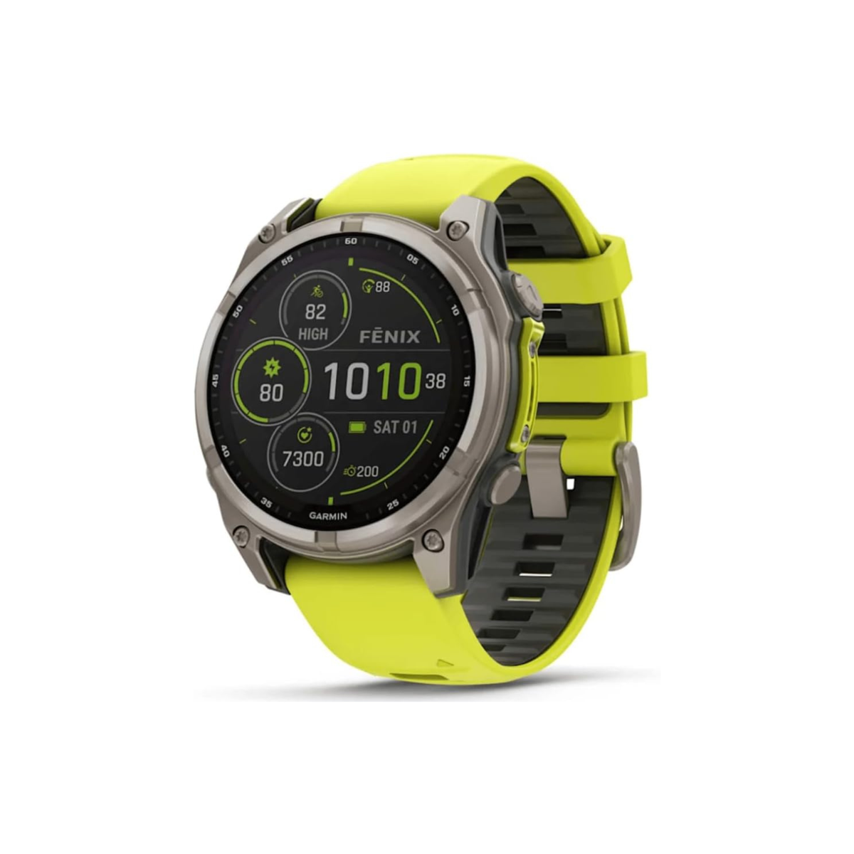 GARMIN FENIX 8-47 MM, SOLAR, SAPPHIRE TITANIUM WITH AMPYELLOW/GRAPHITE SILICONE BAND