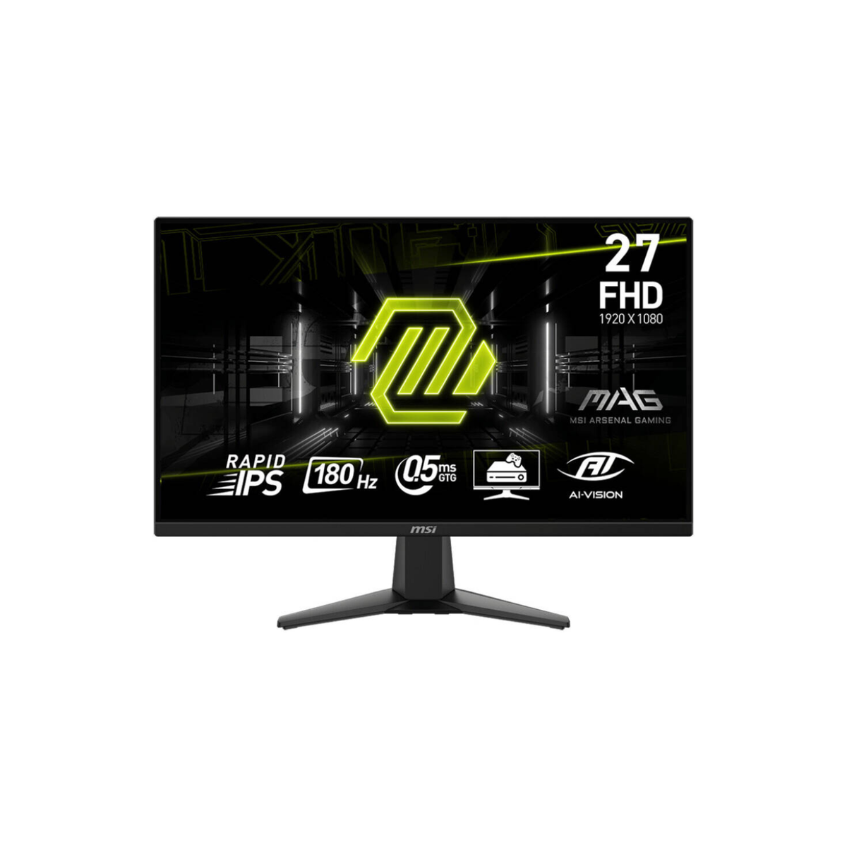 MSI MAG 275F Gaming Monitor, 27" Rapid IPS Display, FHD Resolution, 180Hz Refresh Rate, 0.5ms (GtG) Response Time, Adaptive Sync Technology, 1.07b Color Support, Anti-Flicker, Black | 9S6-3CE21M-009