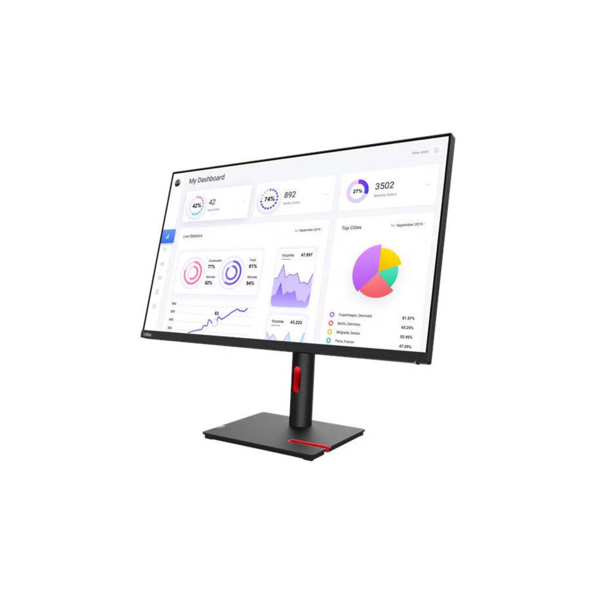 Lenovo ThinkVision T32p-30 Monitor, 32" IPS Display, 4K UHD Resolution, 60Hz Refresh Rate, 4ms (GtG Extreme) Response Time, 1.07 Billion Color Support, Black | 63D2GAT1UK