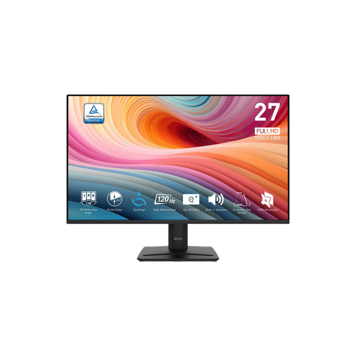 MSI PRO MP275 E2 Business Productivity Monitor, 27" IPS Display, FHD Resolution, 120Hz Refresh Rate, 1ms (MPRT) Response Time, 16.7m Color Support, Black | 9S6-3PD3CM-009