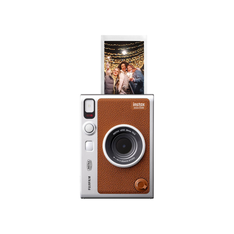 FUJIFILM instax mini Evo Hybrid Instant Camera, 1/5-inch CMOS, Primary Color Filter, 10Lensx10Film Effect Options, Built-in Selfie Mirror, Analog Style, Prints Instant Photos, 600DPI, Brown | 16812534