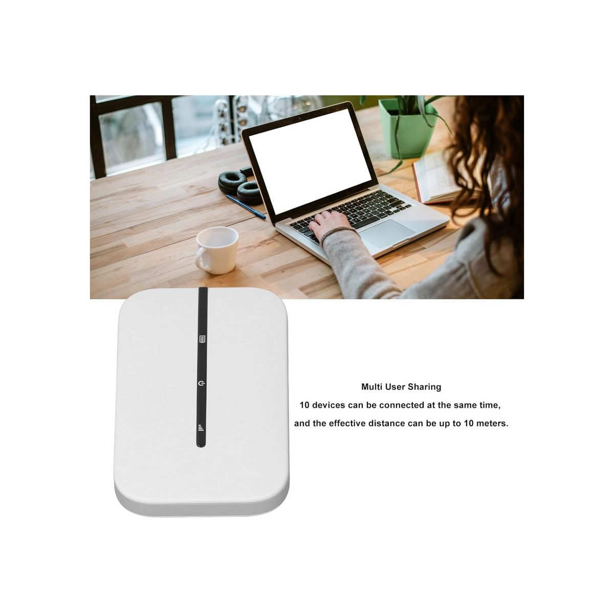 Dpofirs Travel WIFI, 2024 Update Portable 4G LTE Mobile Hotspot with SIM Card Slot, Built in 2100mAh Battery, Support Up to 10 Users Sharing, B1 B3 B5 B7 B8 B40, Dpofirsk53fqyn6ec