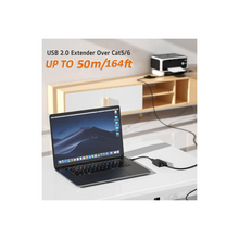 Excefore USB Extender Over RJ45 Cat 6/5/5e Adapter, RJ45 Ethernet Splitter to USB Extension UP to 50m/164ft, Compatible with Computers, Mobile Phones, Mice, Keyboards, U Disks, Printers, Cameras