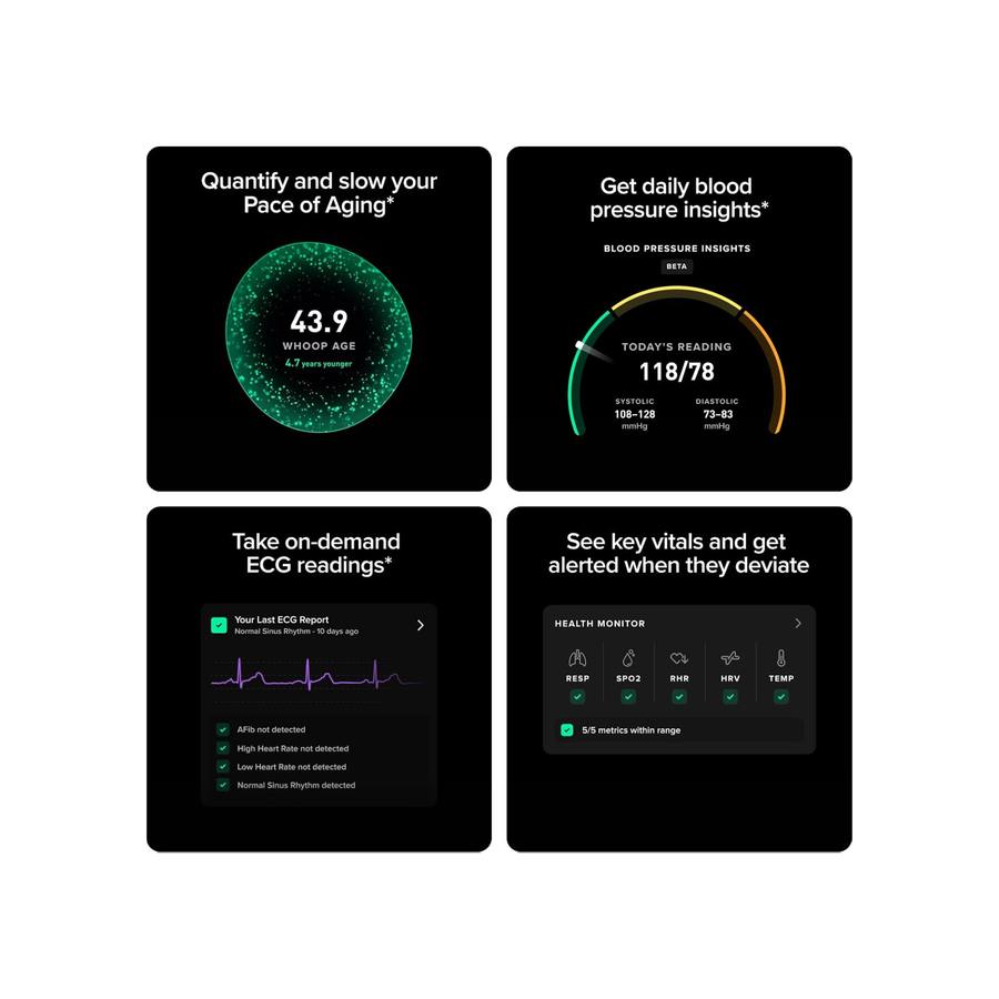 WHOOP Life – 12-Month Membership – MG Device – Health & Fitness Tracker – Blood Pressure Insights
