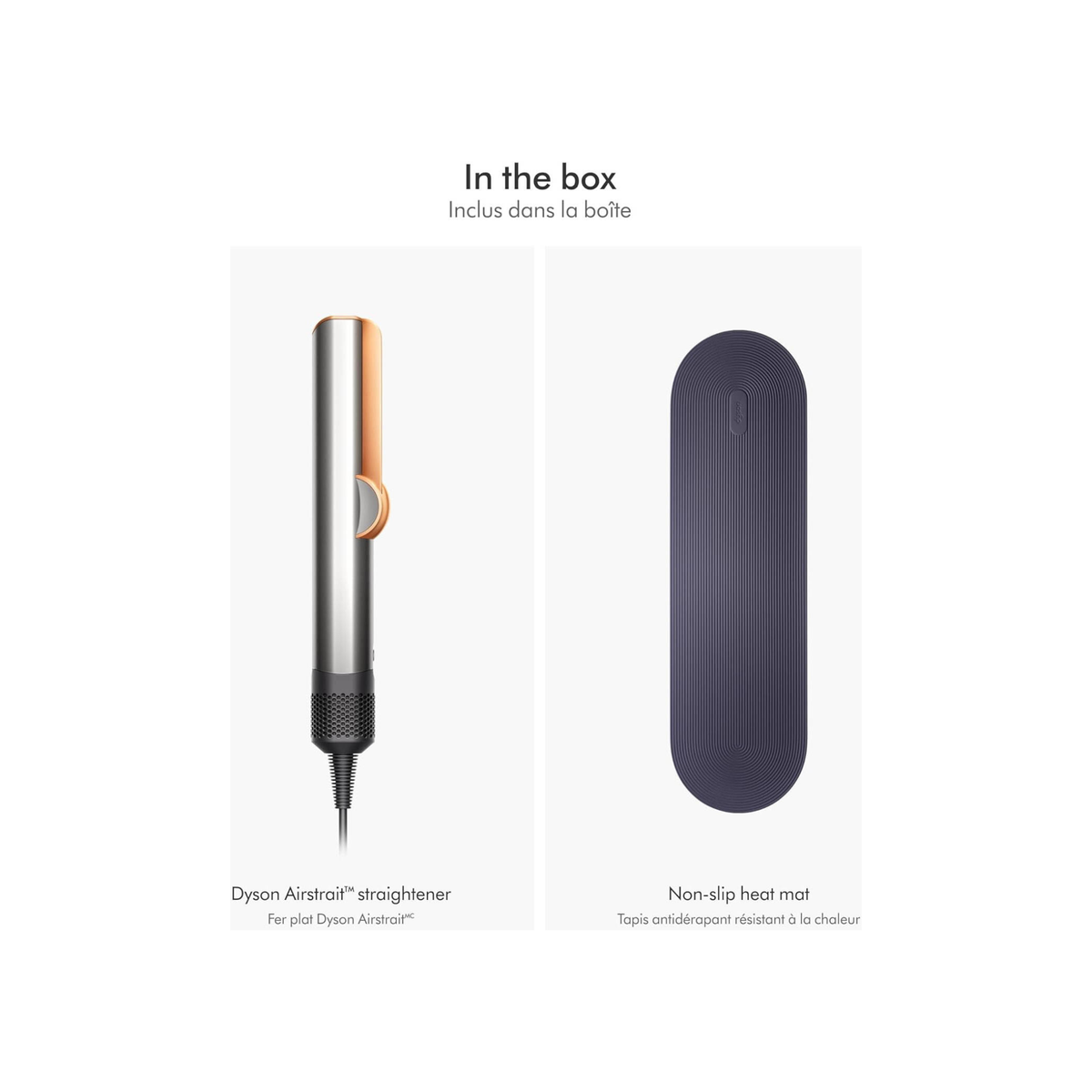 Dyson HT01 Airstrait Hair Straightner, 1600W, LCD Screen, Lock Feature, Auto-Pause, Wet To Dry Straightening With Air, Natural Straight Finish, Intelligent Heat Control, Nickel/Copper
