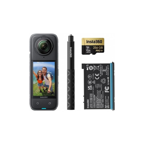 insta360 X4 Adventure Bundle- 8K Waterproof 360 Action Camera, 4K Wide-Angle Video, Removable Lens Guards, 135 Min Battery Life, AI Editing, Stabilization, for Sports, Travel