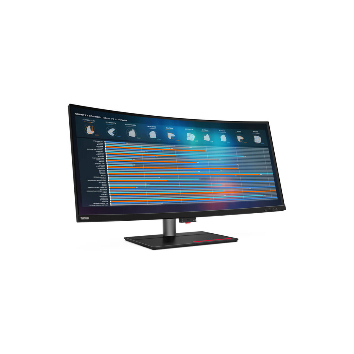 Lenovo ThinkVision P40w-20 Curved Monitor, 40" IPS Display, WUHD Resolution, 75Hz Refresh Rate, 4ms (Extreme Mode) Response Time, 1.07b Color Display, 2500R Curvature, Black | 62C1GAT6UK