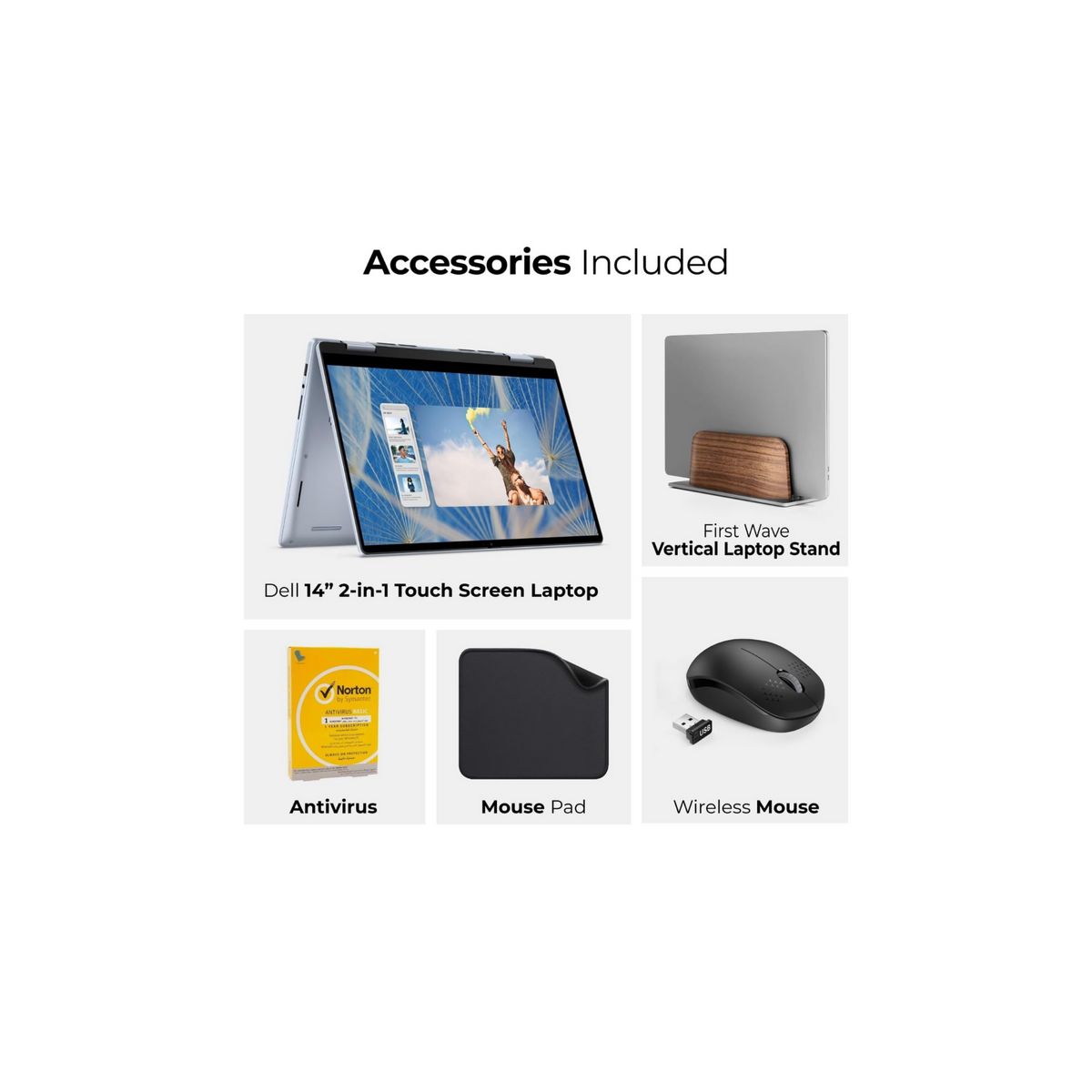 Dell Inspiron 14-7440 2-IN-1 Laptop, Intel Core Ultra 7-150U, 32GB RAM, 512GB SSD, 14" FHD+ Touchscreen, Win 11 Pro Backlit KB(Include 1st Wave Laptop Stand +Wireless Mouse+ Mouse pad + Antivirus)