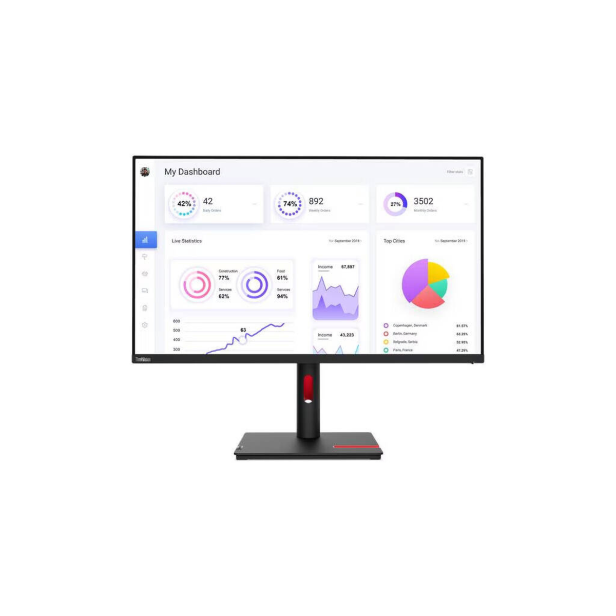 Lenovo ThinkVision T32p-30 Monitor, 32" IPS Display, 4K UHD Resolution, 60Hz Refresh Rate, 4ms (GtG Extreme) Response Time, 1.07 Billion Color Support, Black | 63D2GAT1UK