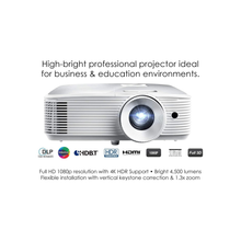 Optoma EH412x Professional 1080p Projector | 4,500 Lumens for Daytime Use in Meetings, Training and Classrooms | 15,000 Hour Lamp Life | 4K HDR Input | Built-in Speaker