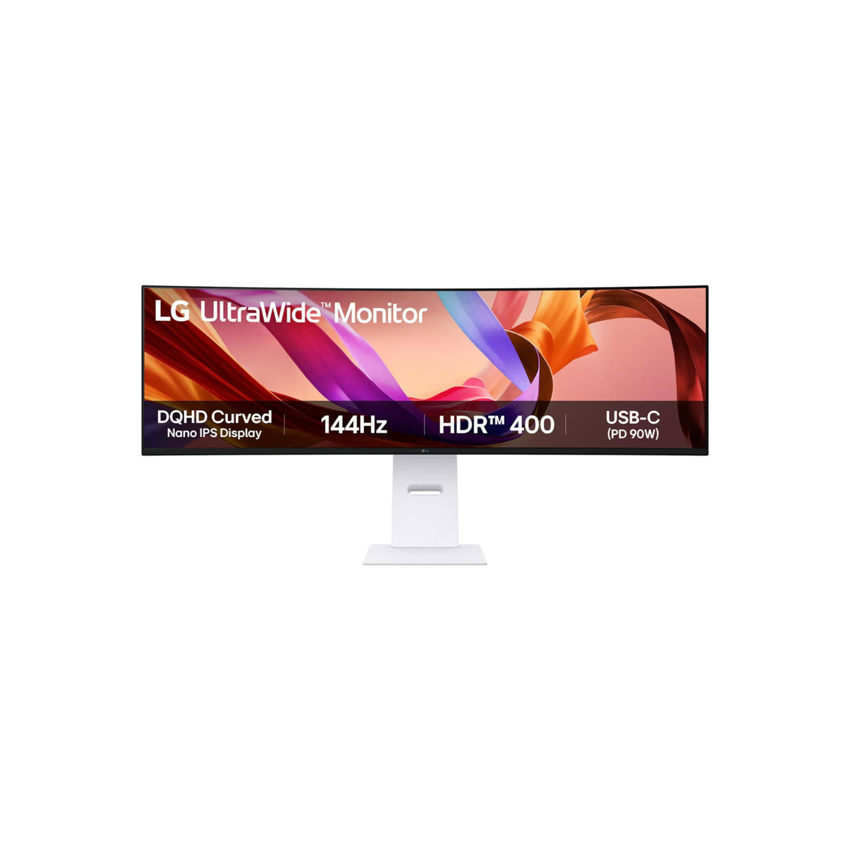 LG 49U950A-W UltraWide Curved Monitor, 49" Nano IPS Display, Dual QHD Resolution, 144Hz Refresh Rate, 1ms (MBR) Refresh Rate, Black Stabilizer, HDR 400, Game Mode, Crosshair, White | 49U950A-W.AMA