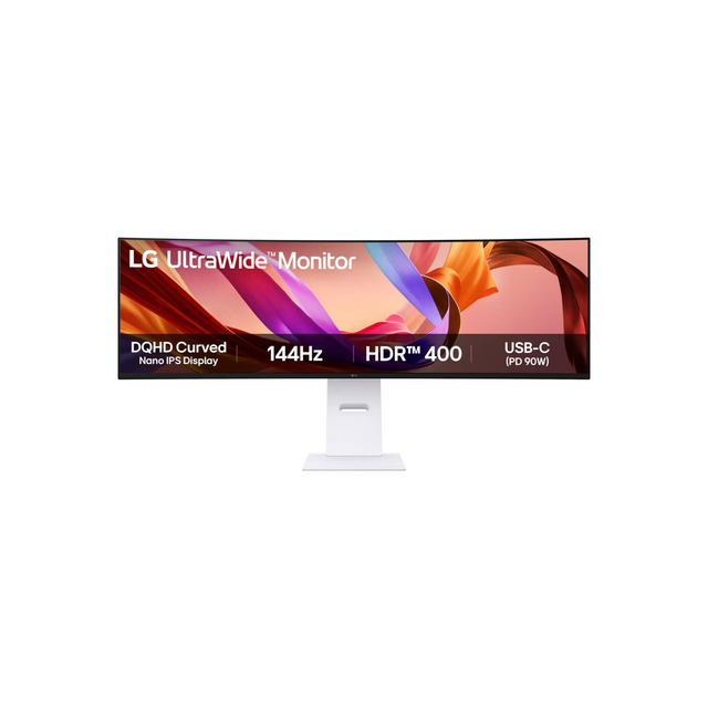 LG 49U950A-W UltraWide Curved Monitor, 49" Nano IPS Display, Dual QHD Resolution, 144Hz Refresh Rate, 1ms (MBR) Refresh Rate, Black Stabilizer, HDR 400, Game Mode, Crosshair, White | 49U950A-W.AMA