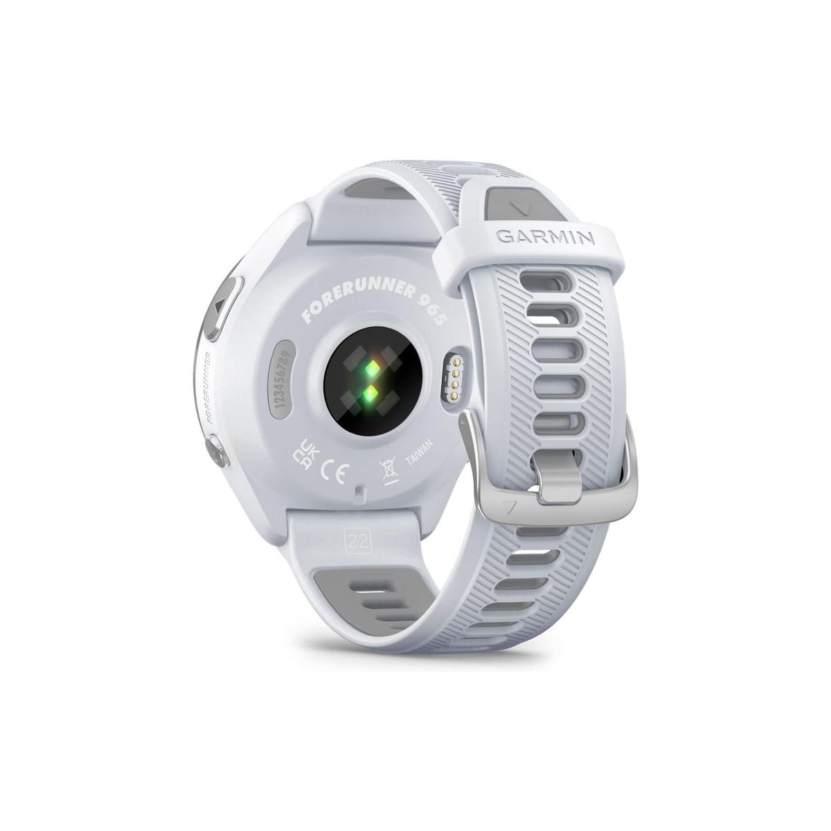 GARMIN FORERUNNER 965, TITANIUM BEZEL WITH WHITESTONE CASE AND WHITESTONE/POWDER GRAY SILICONE BAND