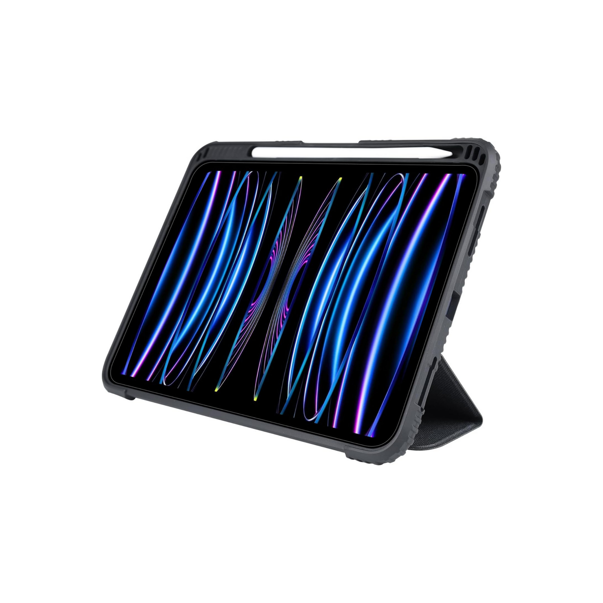 Max & Max Rugged Case For Apple Ipad 10.9" 10th Generation Drop Protection/Anti-Slip/Kids Friendly, Pencil Or Crayon Holder, Clear Transparent Back (Black)