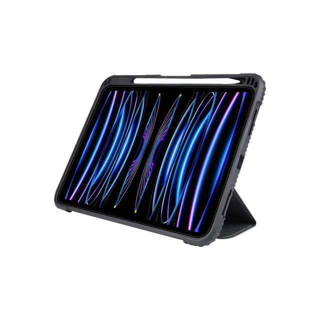 Max & Max Rugged Case For Apple Ipad 10.9" 10th Generation Drop Protection/Anti-Slip/Kids Friendly, Pencil Or Crayon Holder, Clear Transparent Back (Black)