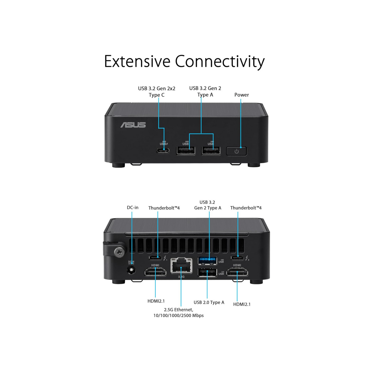 ASUS NUC 14 Pro Tall Full System Mini PC with Intel 14th Gen Core Ultra 7 155H, 32GB DDR5 RAM, 1TB PCIe G4x4 NVMe SSD, Thunderbolt 4,Win 11 Pro, Toolless Chassis Access, VESA Mount Included