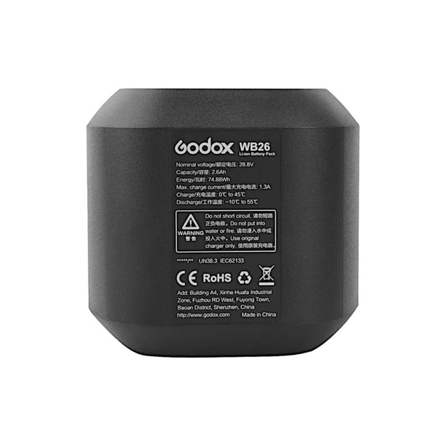 Godox WB26 Lithium Battery for AD600Pro Flash 2600mAh Rechargeable Battery Pack