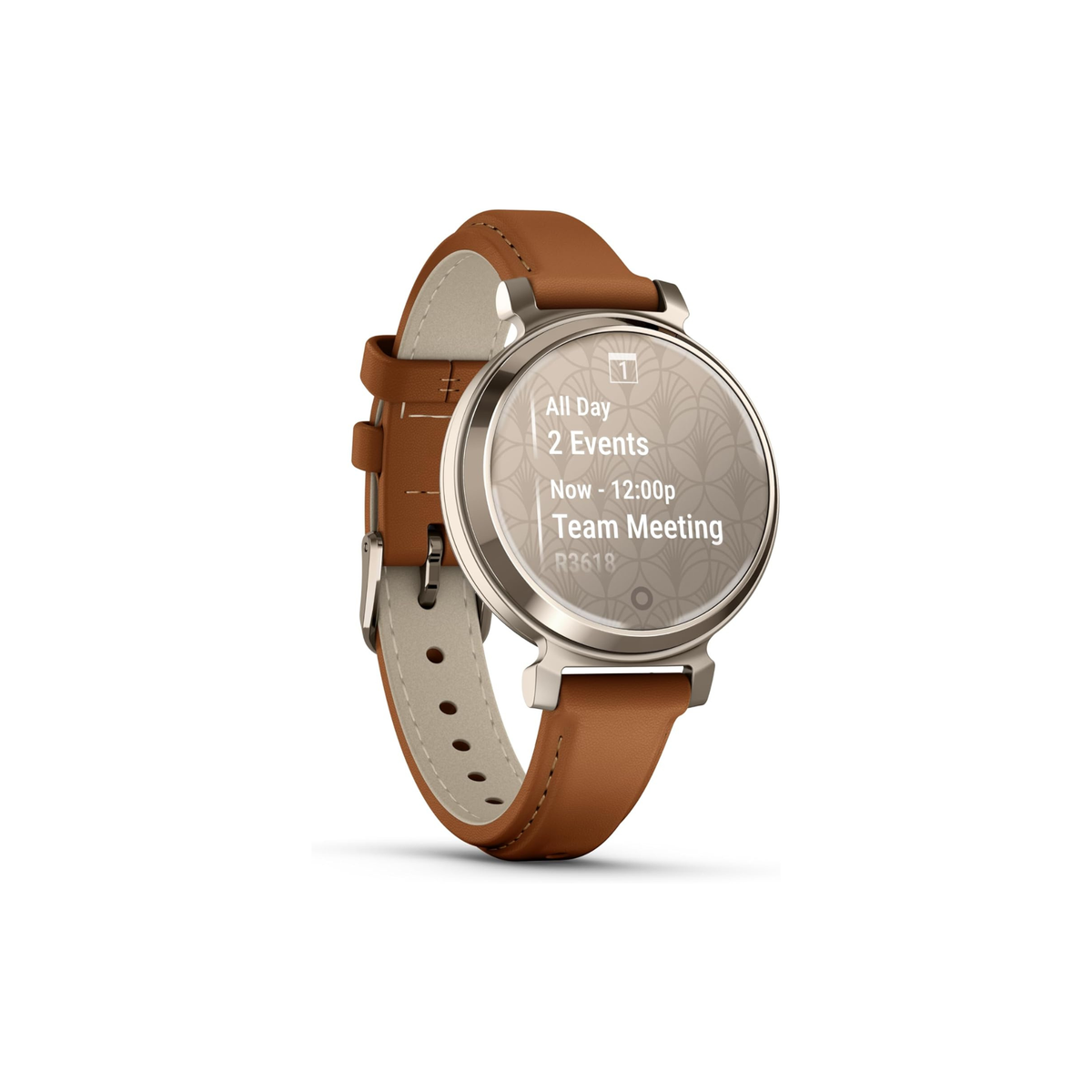 GARMIN LILY 2 CREAM GOLD CASE WITH TAN LEATHER BAND