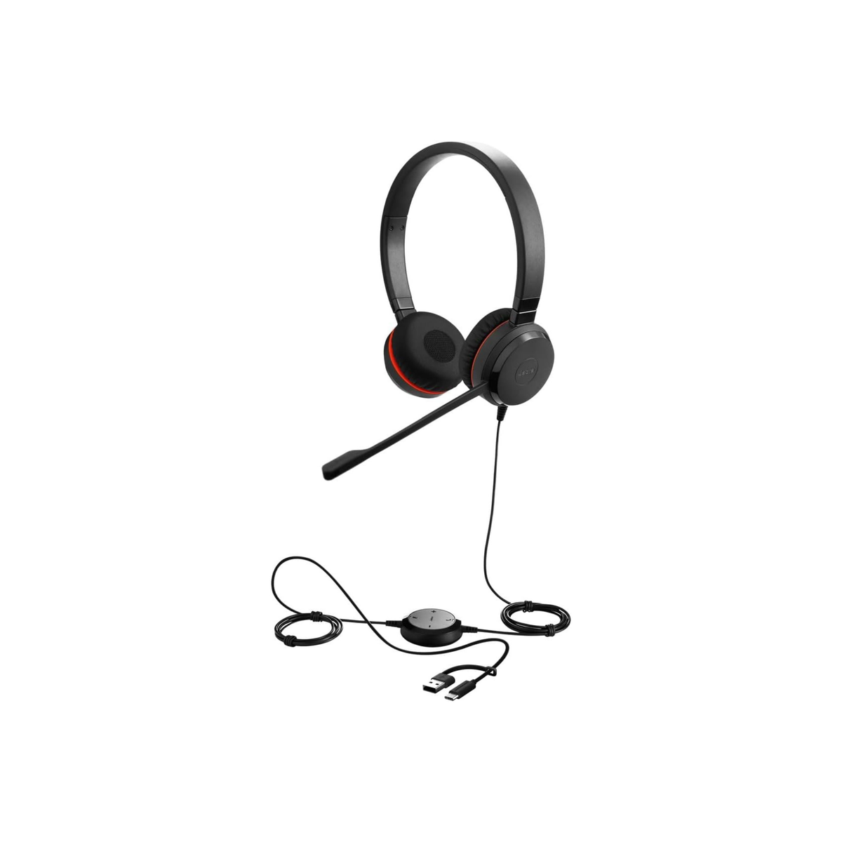 Jabra Evolve 30 II, Microsoft Teams Certified Stereo Headset with Call Control, Noise Cancelling Microphone, LED Indicators, Excellent Sound Quality, USB-C/A, Black