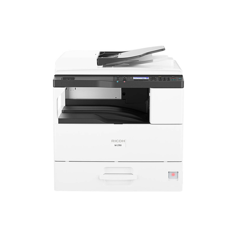 Ricoh M 2701 A3 Black & White Multi-Function Laser Printer, Copy, Print, Scan, 4-Line LCD Operation Panel, Prints Up to 27 ppm Speed, 600 x 600 dpi Resolution, 600 Standard Input Sheet, White | M 2701