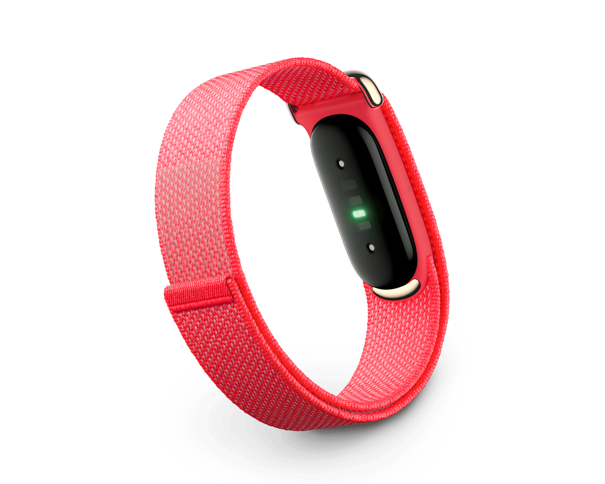 Google Fitbit Air with Berry Performance Loop band, side view