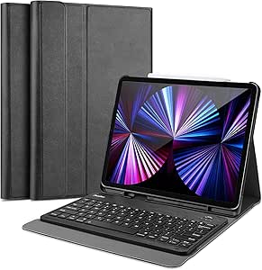 ProCase for iPad Pro 11 Keyboard Case 2022 2021 2020 2018, Slim Shell Lightweight Cover with Magnetically Detachable Wireless Keyboard for iPad Pro 11 Inch 4th 3rd 2nd 1st Gen -Black