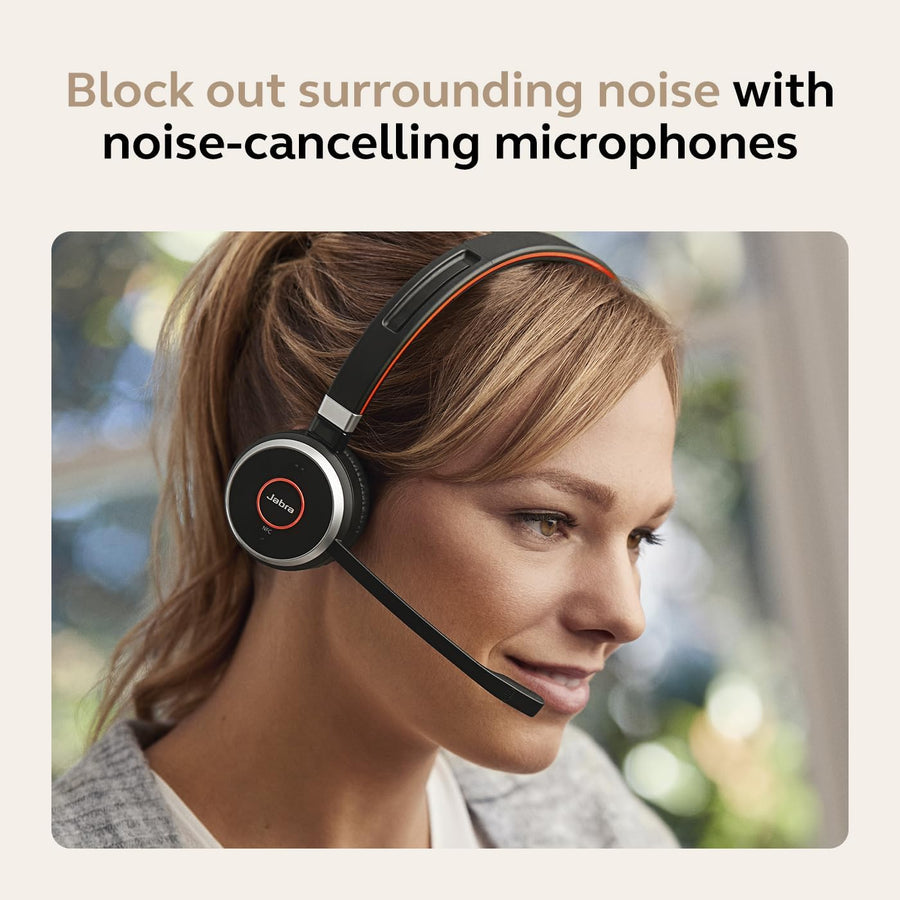 Jabra Evolve 65 SE Link380a MS Stereo- Bluetooth Headset with Noise-Cancelling Microphone