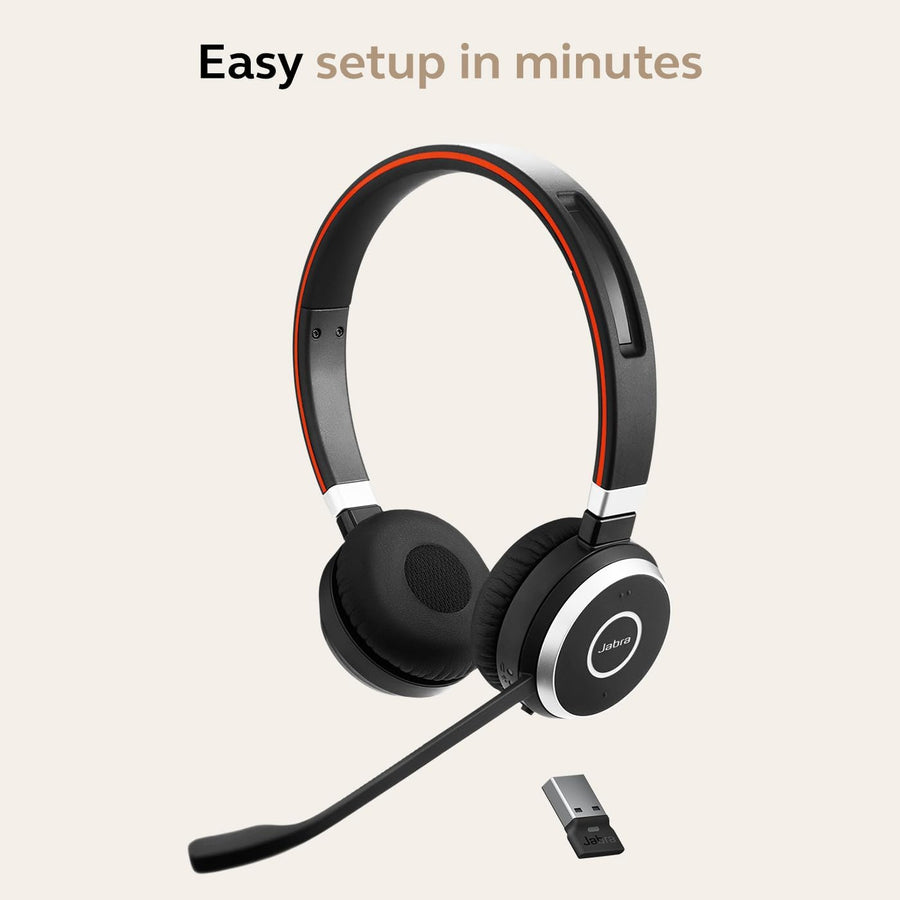 Jabra Evolve 65 SE Link380a MS Stereo- Bluetooth Headset with Noise-Cancelling Microphone