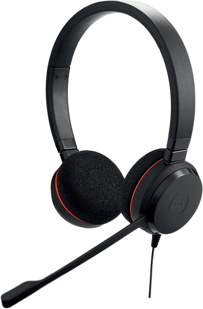Jabra Evolve 20 Stereo Headset - Wired Headphones for VoIP Softphone with Passive Noise Cancellation - USB-Cable with Controller - Black, Medium