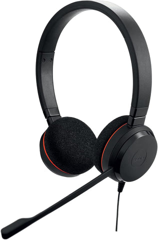 Jabra Evolve 20 Stereo Headset - Wired Headphones for VoIP Softphone with Passive Noise Cancellation - USB-Cable with Controller - Black, Medium