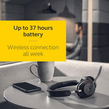 Jabra Evolve2 65 Wireless PC Headset - Noise Cancelling UC Certified Stereo Headphones With Long-Lasting Battery - USB-A Bluetooth Adapter - Black