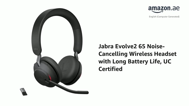 Jabra Evolve2 65 Wireless PC Headset - Noise Cancelling UC Certified Stereo Headphones With Long-Lasting Battery - USB-A Bluetooth Adapter - Black