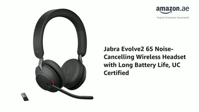 Jabra Evolve2 65 Wireless PC Headset - Noise Cancelling UC Certified Stereo Headphones With Long-Lasting Battery - USB-A Bluetooth Adapter - Black
