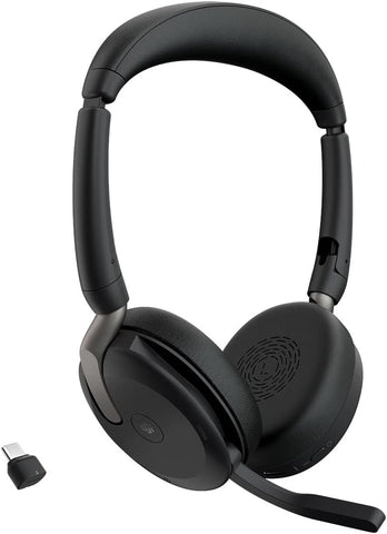 Jabra Evolve2 65 Flex - Wireless Stereo Headset with Bluetooth, Noise-cancelling Jabra ClearVoice Technology and Hybrid ANC - Certified for MS Teams - Black