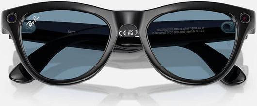 Rayban Meta Skyler Smart Glasses, Advanced Camera & Video, Integrated Speakers & Microphones, Smart Controls, Battery & Storage, Shiny Black / Clear to Transitions Cerulean Blue | RW4010
