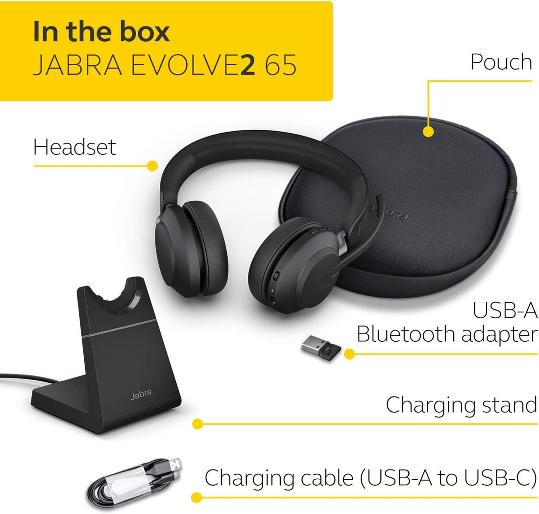 Jabra Evolve2 65 Wireless PC Headset with Charging Stand